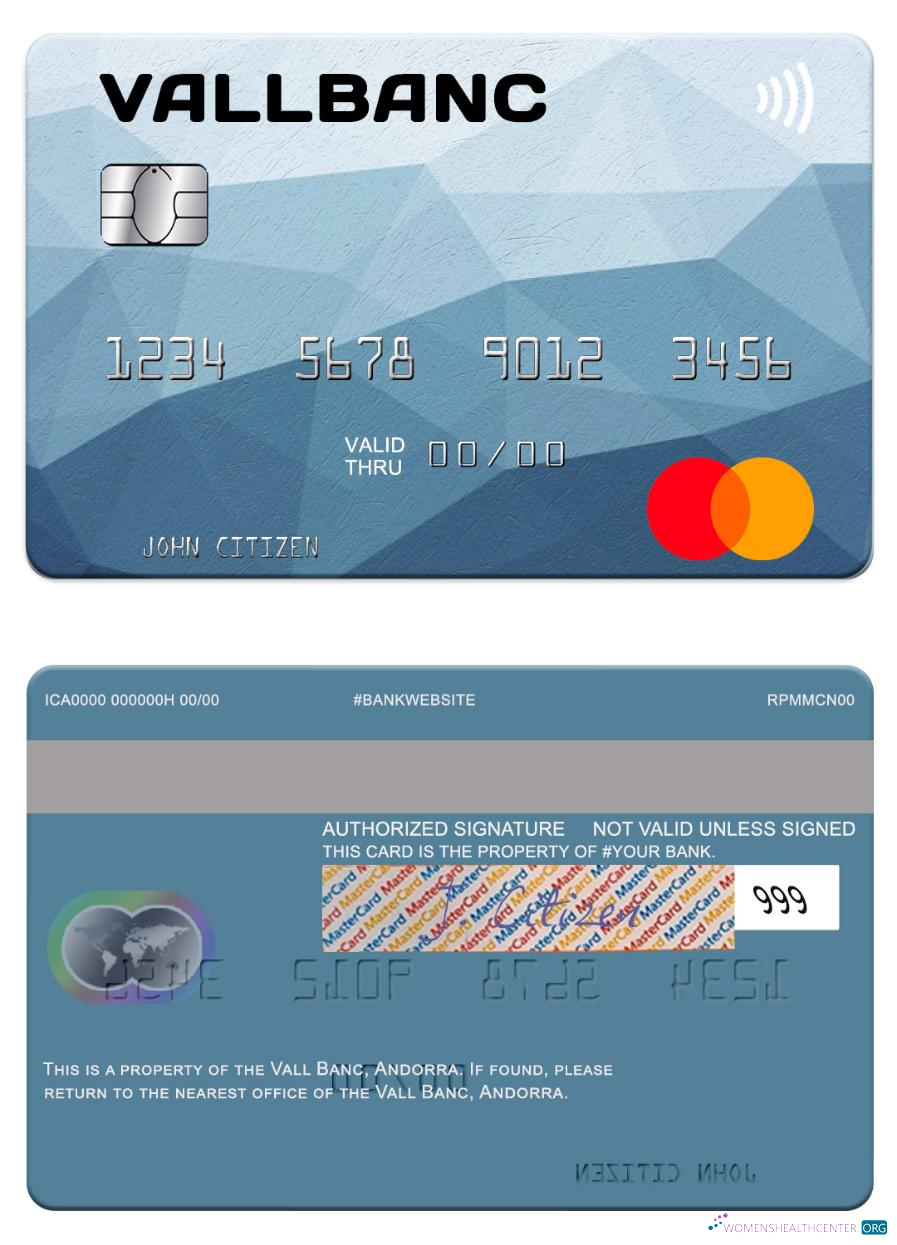 Download Andorra Vall Banc mastercard Photoshop template